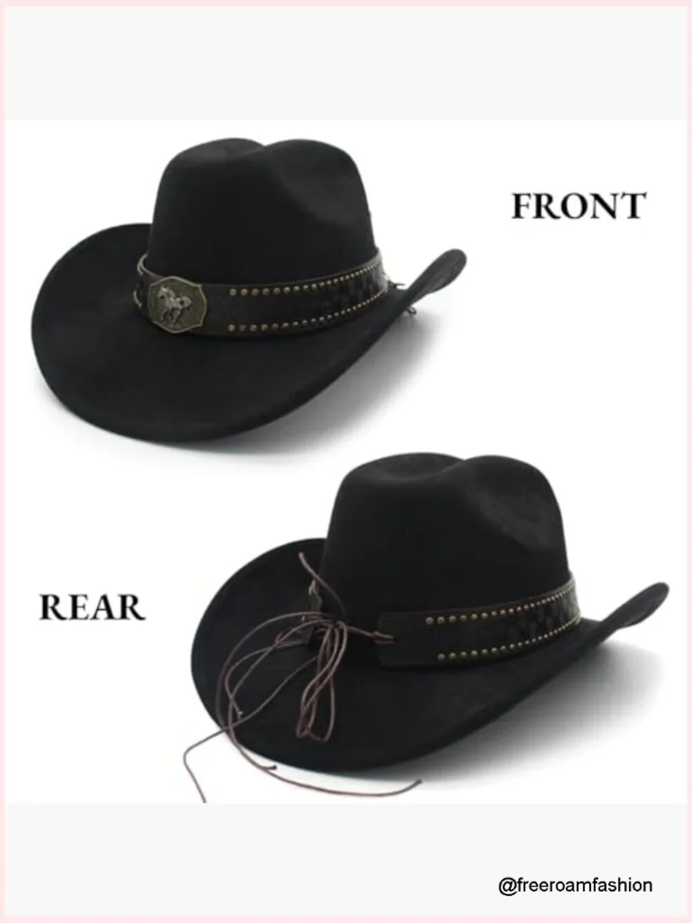 Western Cowboy Hat with Horse Bolo Tie, Suede Cattleman Hat, Unisex